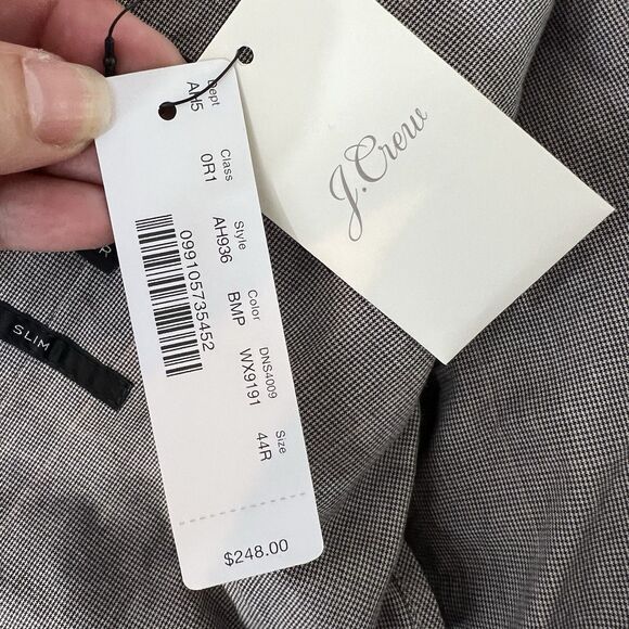 J Crew Ludlow 44R Slim fit tan Windowpane Japan cotton Blazer Jacket AH936 NWT - Picture 6 of 16
